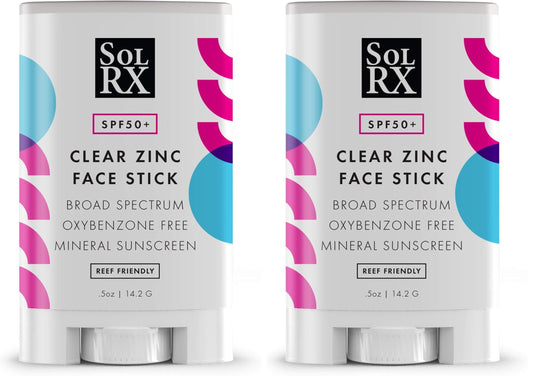 SolRX mineral SPF 50 sunscreen stick for face delivers mineral protection with a clean, non-greasy finish.