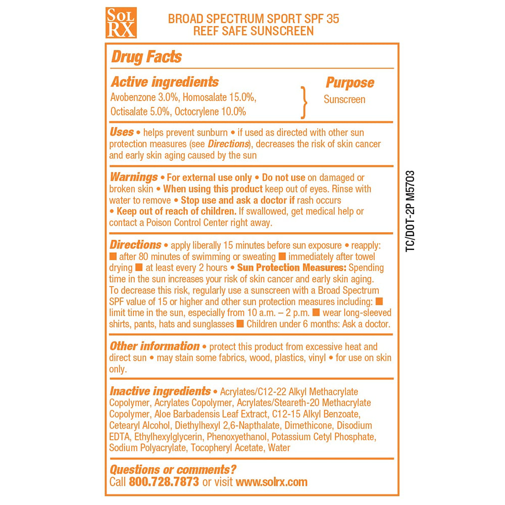 SolRX SPORT SPF 35 made in USA with trusted quality