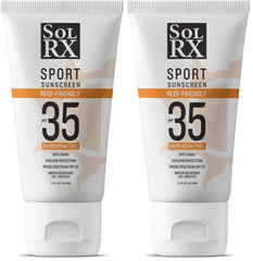 SolRX SPORT SPF 35 per-pack bottle ready for action