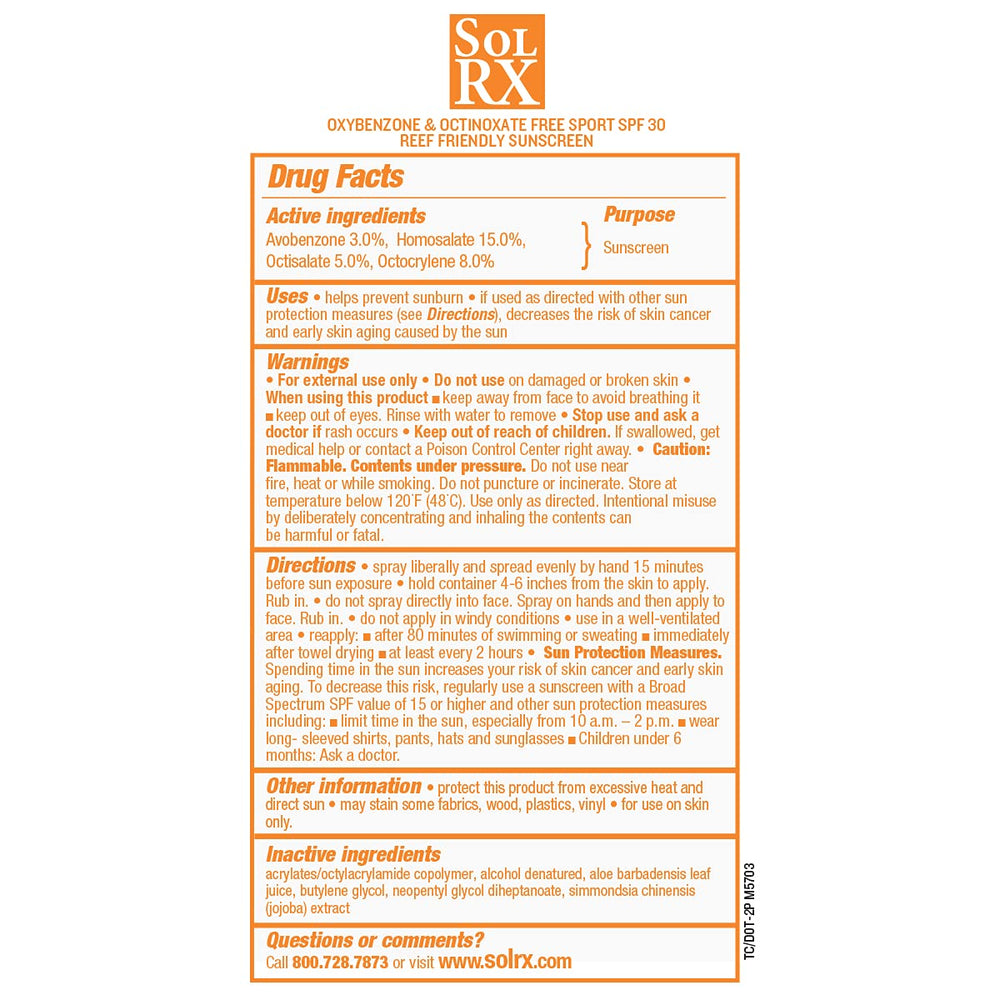 SolRX Sport Sunscreen SPF 30 fragrance-free and gluten-free for sensitive skin.