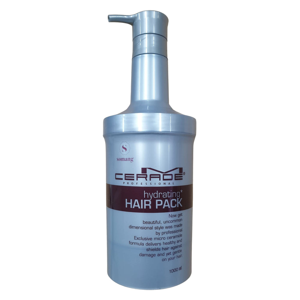 Somang M Cerade Hydrating Hair Pack bottle front shows premium moisture for silky strands.