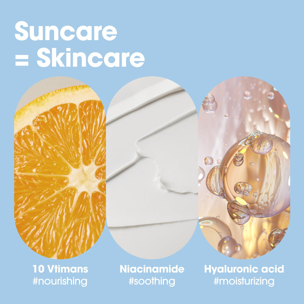 SPF 50 label on SOME BY MI V10 sunscreen highlighting broad protection