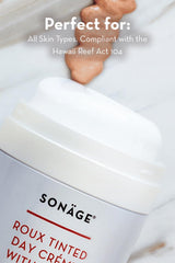 Packaging image of Sonage Roux tinted moisturizer with reef-safe mineral formula.