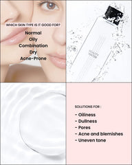 Cotton pad with Beauty Water demonstrates gentle cleansing and exfoliation.