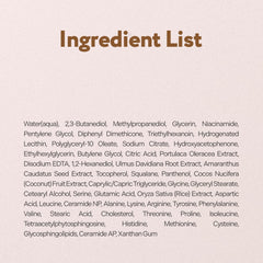 Ingredients panel features panthenol and rice extract for conditioning.