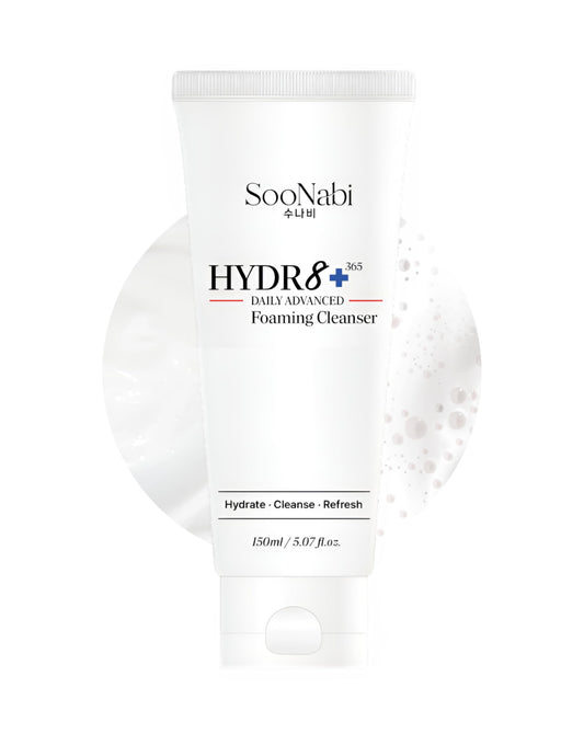SooNabi HYDR8+ bottle and foaming cleanser for gentle daily hydration