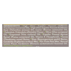 Soothing Touch Lemon Cardamom vegan lip balm packaging front for easy, portable moisture and aroma.