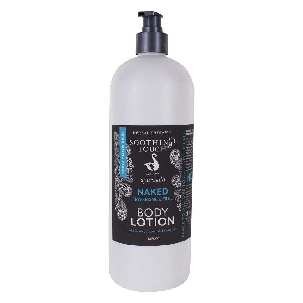 Soothing Touch Naked Lotion application texture highlights comfortable, non-greasy hydration