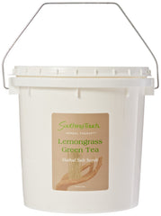 Soothing Touch salt scrub Lemongrass Green Tea jar showing exfoliating texture and fresh scent