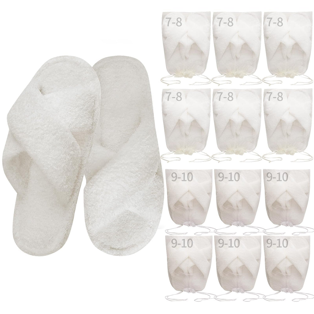 Sophproton 12 pairs fuzzy slippers pack, soft cozy pairs for wedding guests