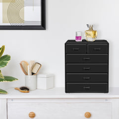 Sorbus acrylic makeup organizer on dresser illustrating a tidy vanity and space-saving design