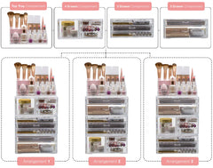 Sorbus large clear makeup organizer vanity display on a counter.