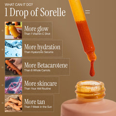 Sorelle Beauty Tanning Drops added to a drink for a subtle, even tan.