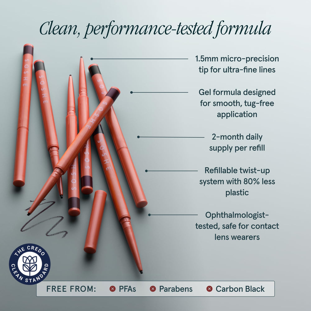 SOSHE eyeliner paired with Peptide Lengthening Mascara for look