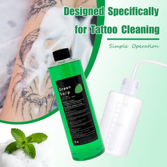 Sotica Green Soap Tattoo cleansing action highlights gentle residue removal.