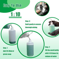 Sotica Green Soap Tattoo dilution image illustrates the 1:10 ratio for value.
