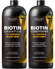 SoulSpa Pure Biotin Shampoo with Castor and Black Seed lather strengthens roots