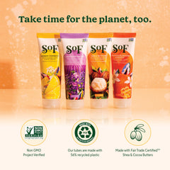 Eco-friendly SoF tube using 56% post-consumer recycled plastic.