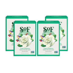South Of France SoF Gardenia bar soap packaging highlights premium natural ingredients for daily cleansing