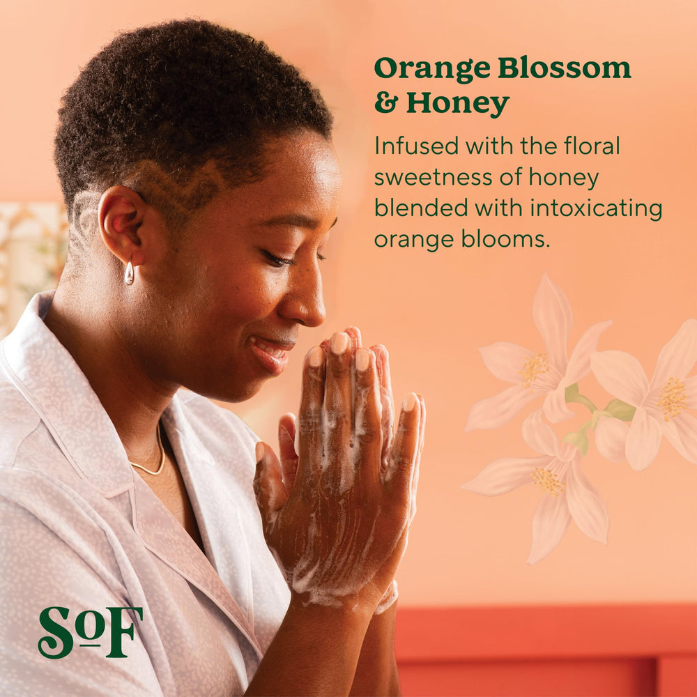 SoF Hand Wash highlighting sea algae, coconut and olive oil ingredients.