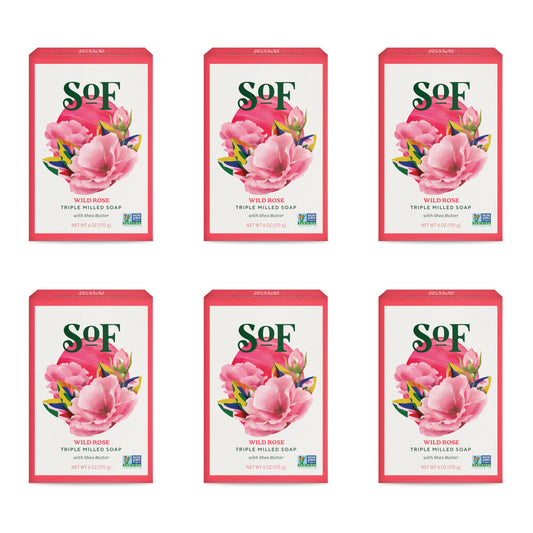 South Of France SoF Wild Rose bar soap lather delivers a creamy cleanse.