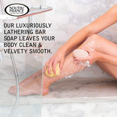South Of France close-up lather emphasizes creamy texture and fragrance