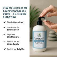 Southern Natural Goat Milk Lotion close-up texture reveals smooth, non-sticky finish