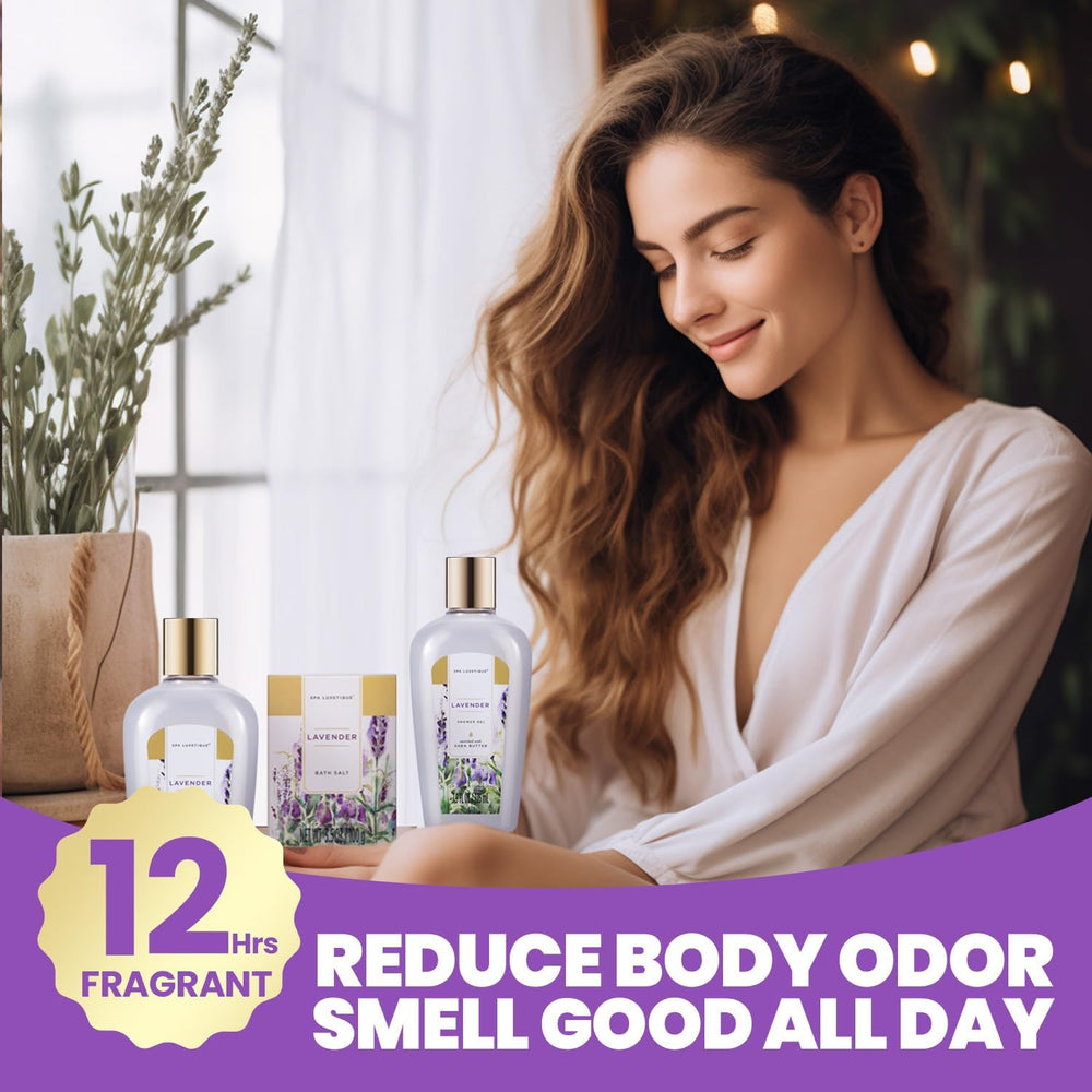 Spa Luxetique lavender bubble bath with rich foam.