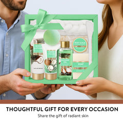 Spa Luxetique gift set soap emphasizes coconut-milk formula for sensitive skin