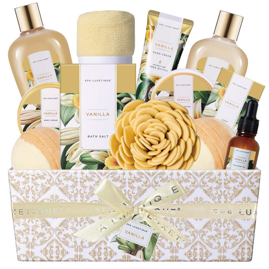 Spa Luxetique vanilla bath set gift box for a relaxing self-care ritual