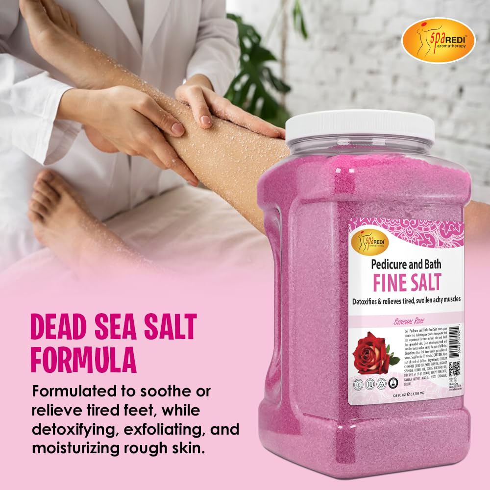 Close-up of SPA REDI Detox Foot Soak ingredients: Dead Sea salt and nourishing oils.