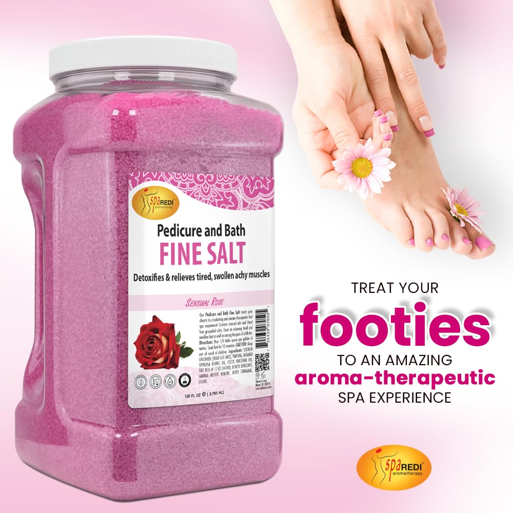 Texture shot of salt crystals in SPA REDI Detox Foot Soak.