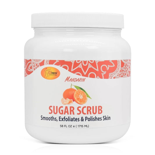 SPA REDI Mandarin Sugar Scrub bottle front for gentle exfoliation and glow