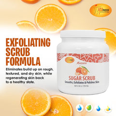Hands applying SPA REDI Mandarin Sugar Scrub for spa-like self-care