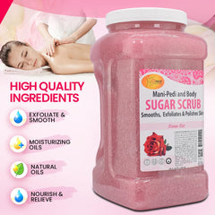 Rose fragrance from SPA REDI Sugar Scrub Sensual Rose in a shower setting.