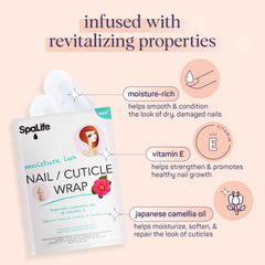 SpaLife cuticle wrap demonstrating targeted hydration for brittle nails.