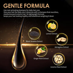 Pouring lather of Spartan Root Activator shampoo ready for use.