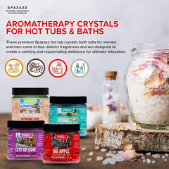 Spazazz Destinations Big Apple bottle for urban spa aromatherapy at home.