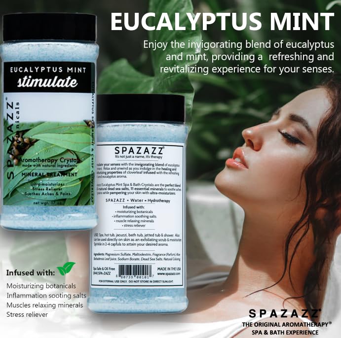 SPAZAZZ Spa Bombzz fragancia calmante en escena de spa en casa.