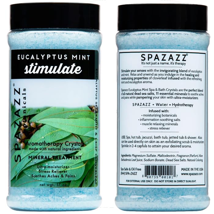 SPAZAZZ Spa Bombzz display de 3-pack mostrando las fragancias disponibles.
