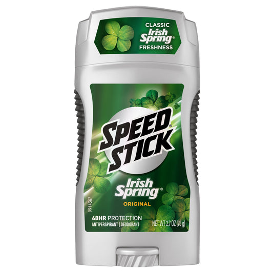 Speed Stick Irish Spring Original bottle close-up with long-lasting fragrance.