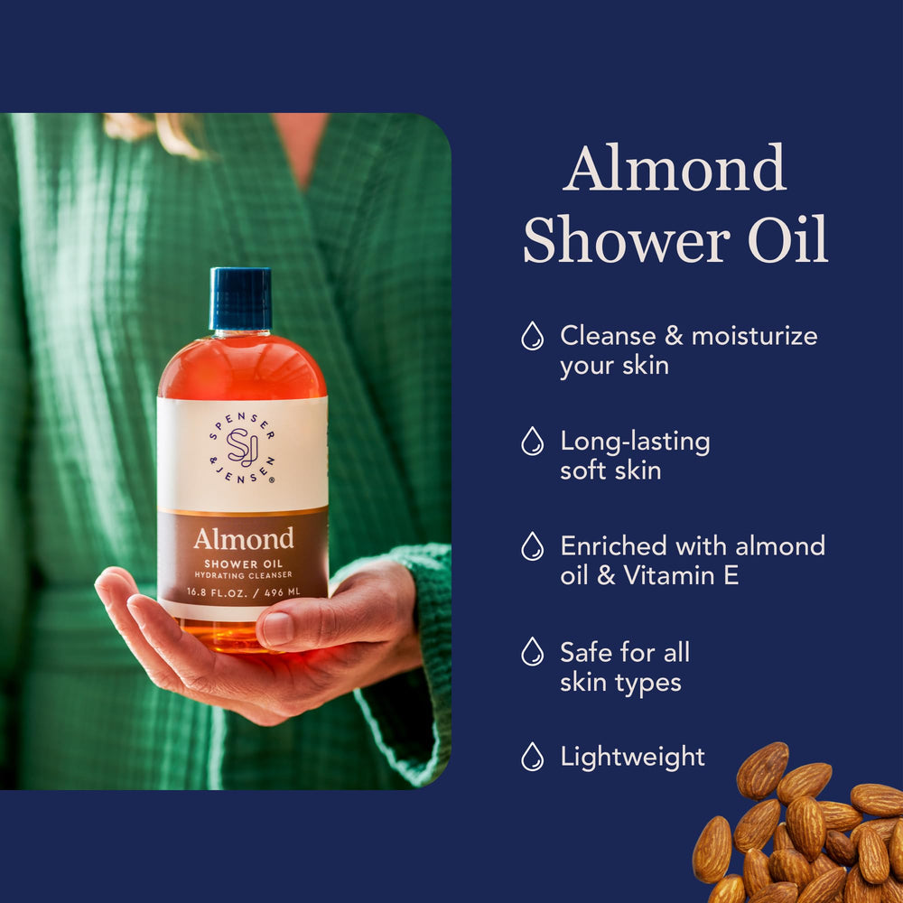 Spenser & Jensen Hydrating Almond Shower Oil lather forming a silky, moisture-rich texture