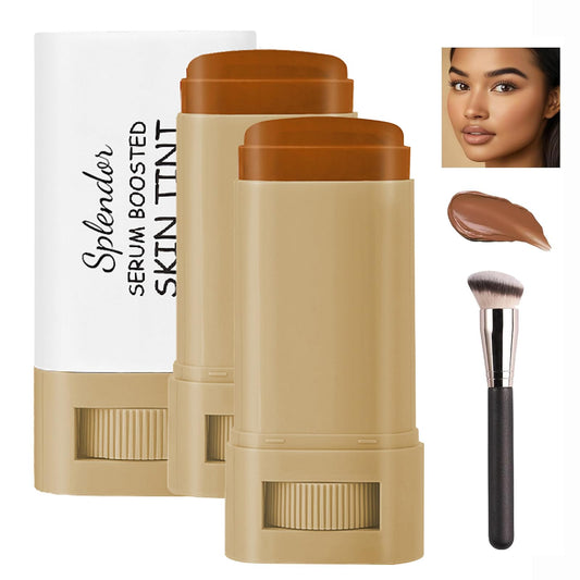 Splendor Serum Boosted Skin Tint Balm compact with sleek packaging for quick, natural coverage.