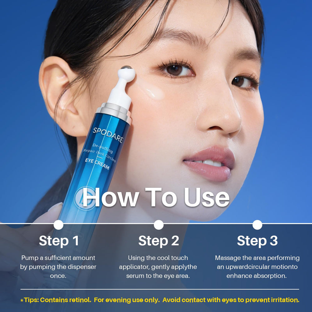 SPODARE 4-in-1 formula combines caffeine, retinol, squalane, and peptides for targeted care