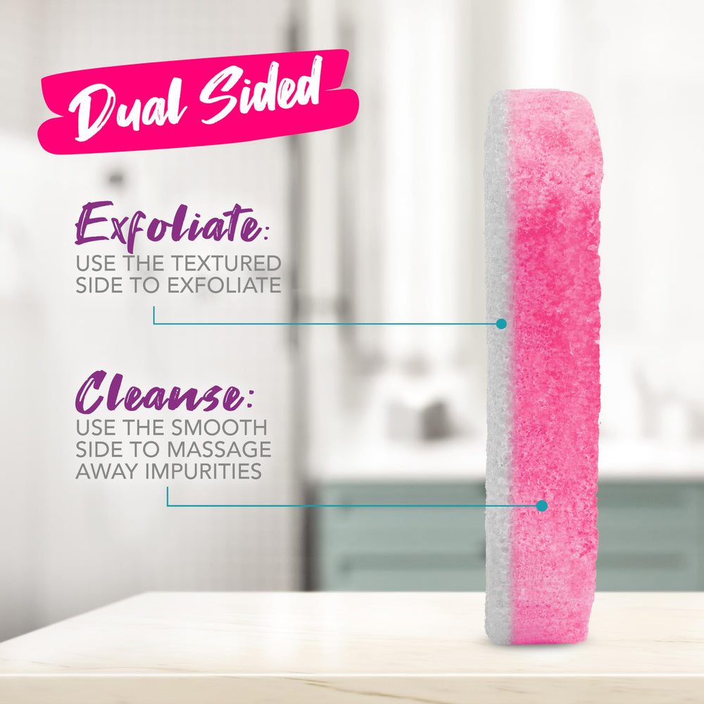 Spongeables Pedi Scrub lavender sponge travel pack ideal for on-the-go care.