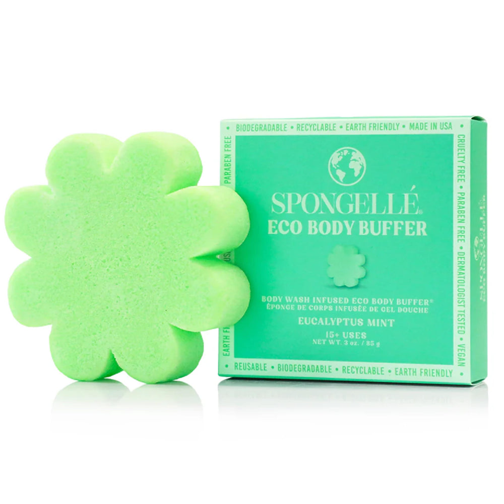 SPONGELLÉ Eucalyptus Mint Eco Buffer front view for cleansing and exfoliation