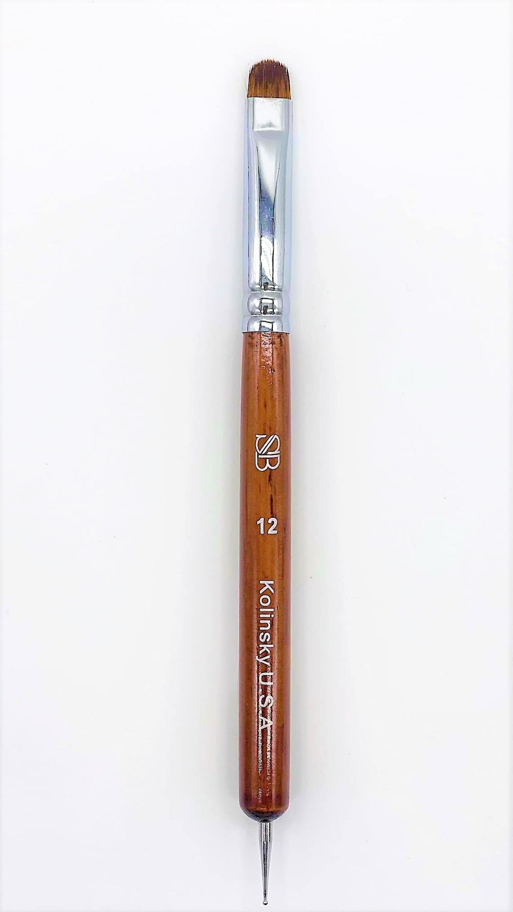 Spontaneous Beauty premium Kolinsky French brush size 12 with dotting tool for precise nail art