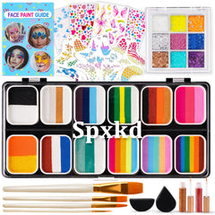 SPXKD face paint kit 12x10g split cake palette for vibrant designs on kids and adults