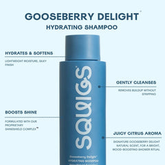 Squigs Gooseberry Delight Shampoo rich lather demonstrates gentle cleansing.