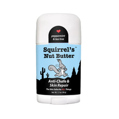 Squirrel's Nut Butter anti chafe stick label for quick workout identification